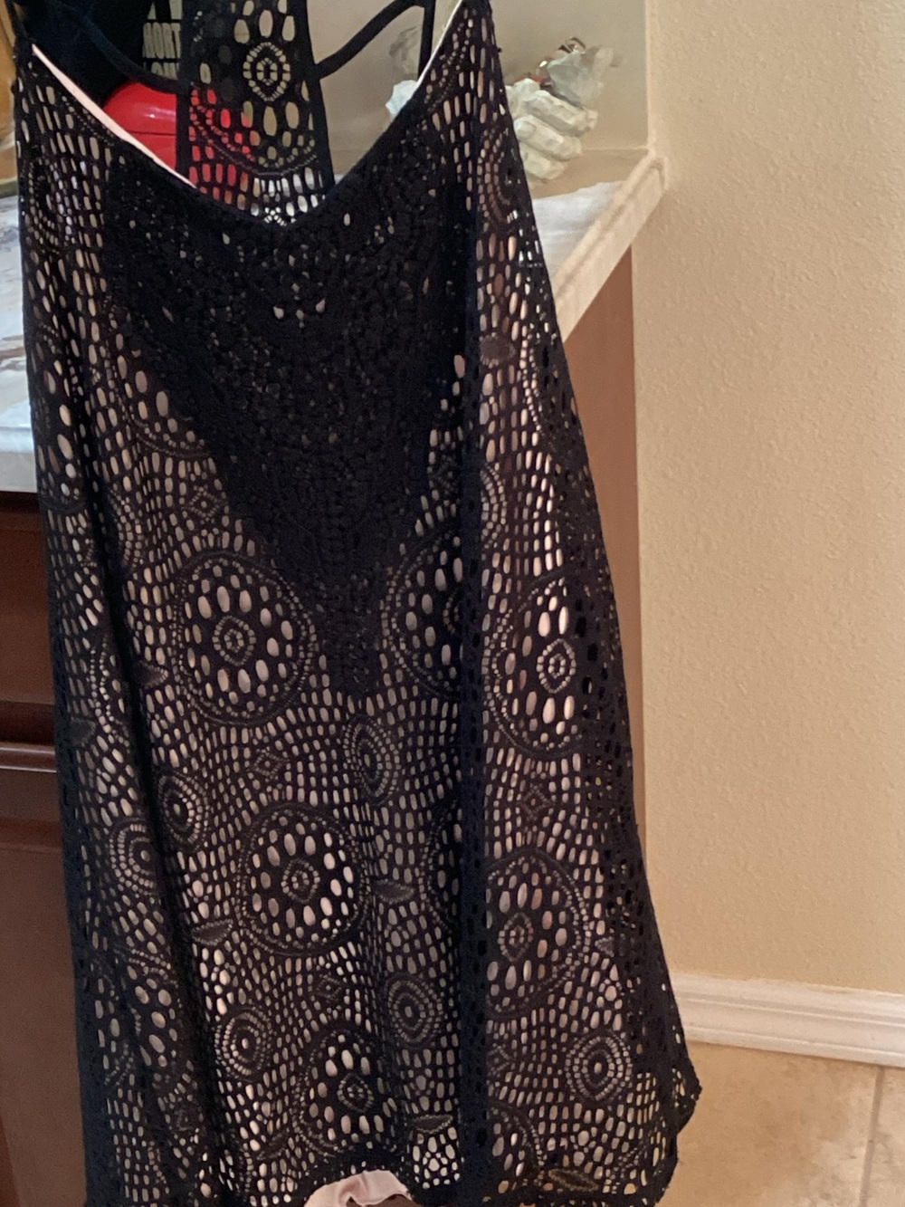 Black Crochet Swim Coverup Dress - Lightweight Beach Cover